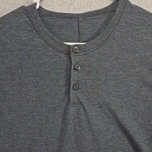 Lululemon Henley Shirt Mens L Gray Heather Long Sleeve Stretch 5 Year Basic